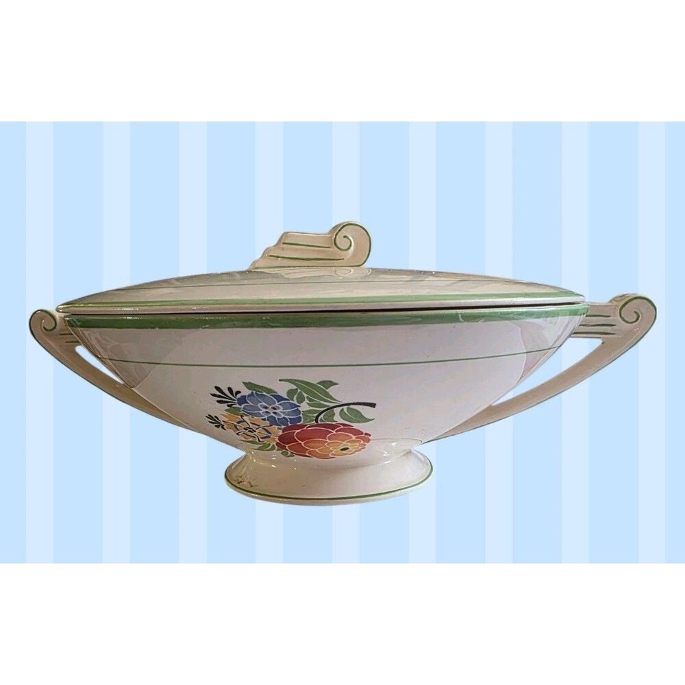 Rare Westchester By Canonsburg Pottery Co. 1930 Art Deco Vintage Covered Bowl